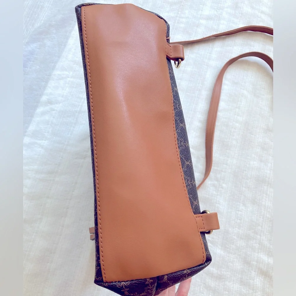Nanette‎ Lepore Convertible Backpack Shoulder Bag Brown Logo Print Crossbody